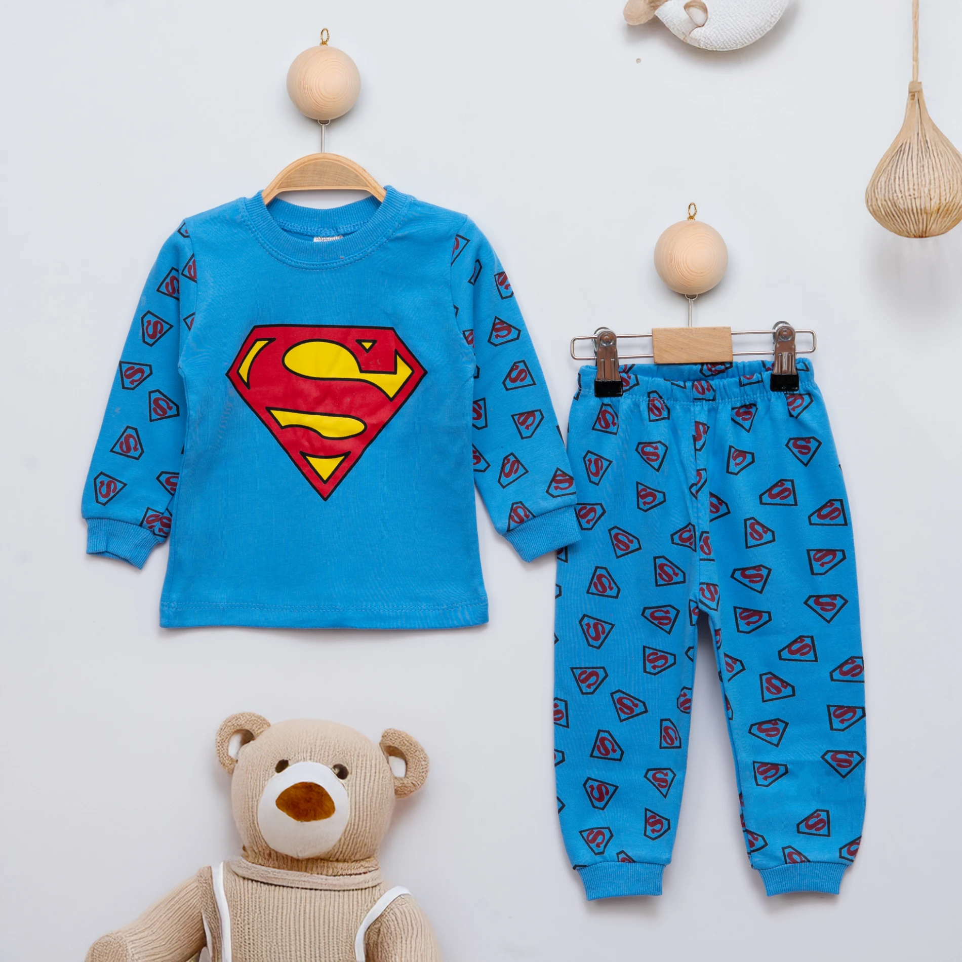 Supperman Baskılı 2’li Bebek Pijama Takım
