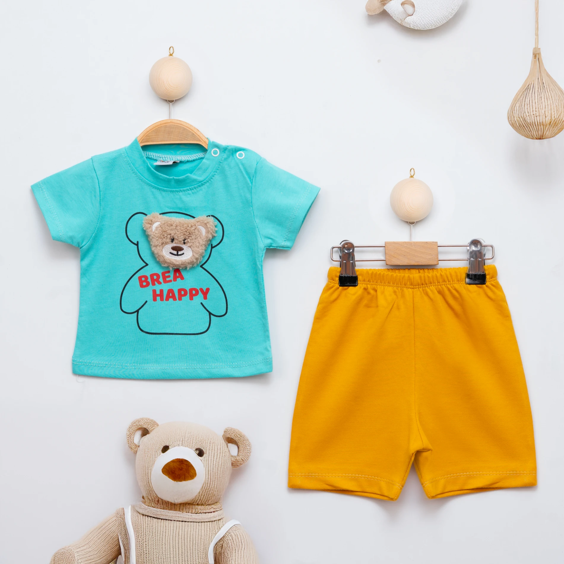 Yazlık Brea Happy Nakışlı 2’li Bebek Takım