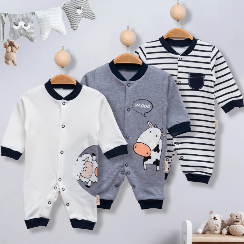 Necix İnek Baskılı 3’lü Bebek Tulum Set
