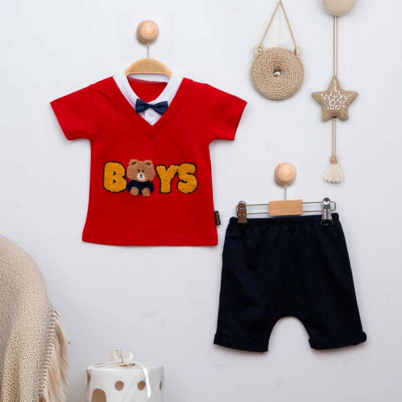 Cuscino Yazlık Papyonlu Boys Nakışlı 2’li Bebek Takım
