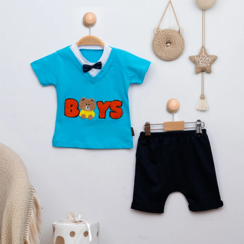 Cuscino Yazlık Papyonlu Boys Nakışlı 2’li Bebek Takım