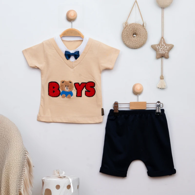 Cuscino Yazlık Papyonlu Boys Nakışlı 2’li Bebek Takım
