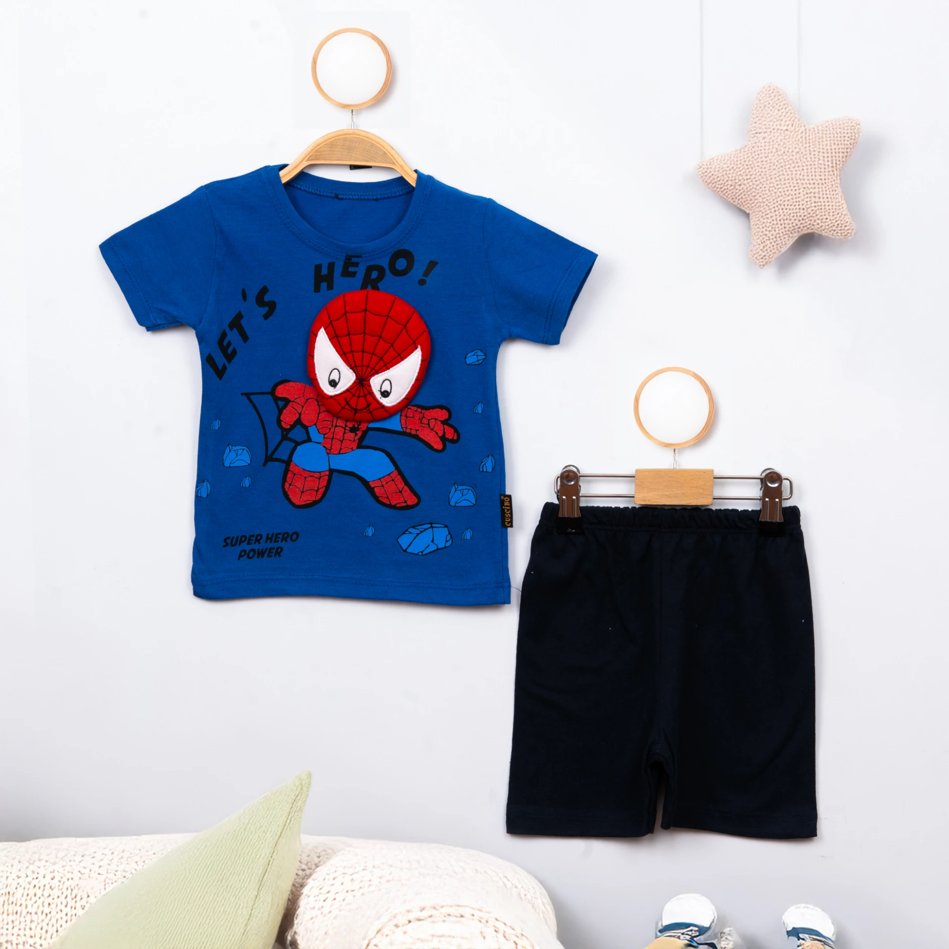 Cuscino Yazlık Spiderrmman Baskılı 2’li Bebek Takım