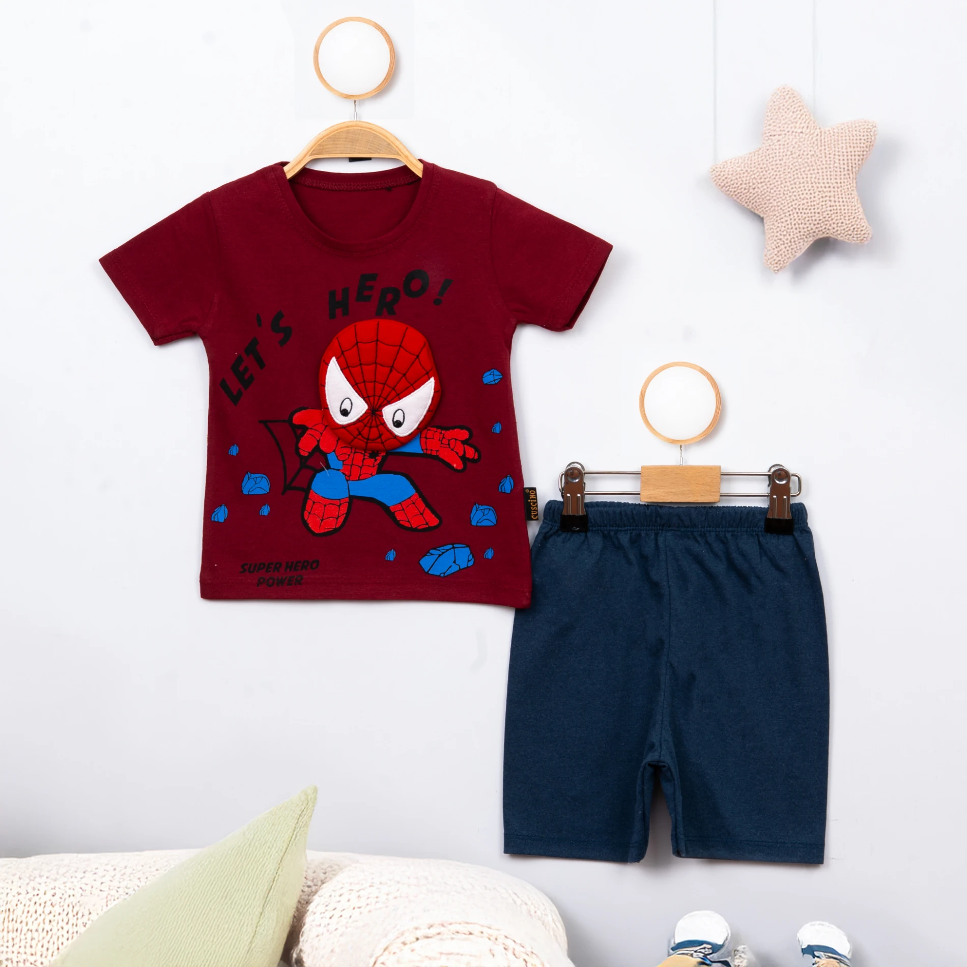 Cuscino Yazlık Spiderrmman Baskılı 2’li Bebek Takım
