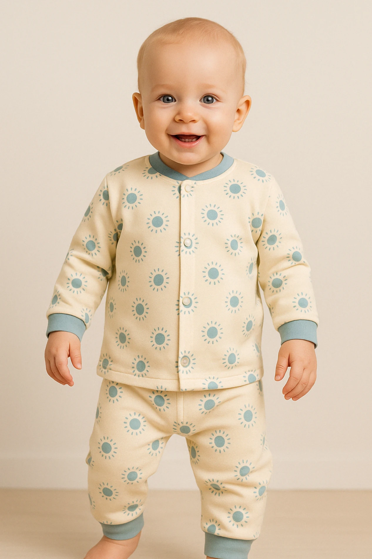 Babycan Güneş Baskılı Çıtçıtlı 2’li Bebek Pijama Takım