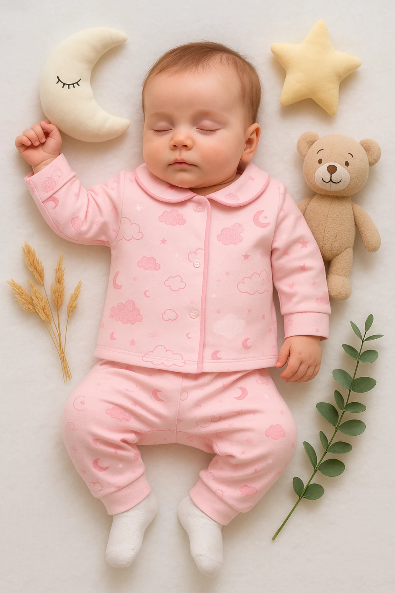 Babycan Bulut Baskılı Lüx Bebek Pijama Takım