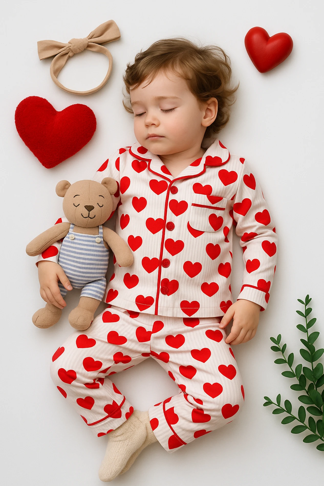 Büyük Yaş Büyük Kalpler Baskılı 2’li Çocuk Pijama Takımı