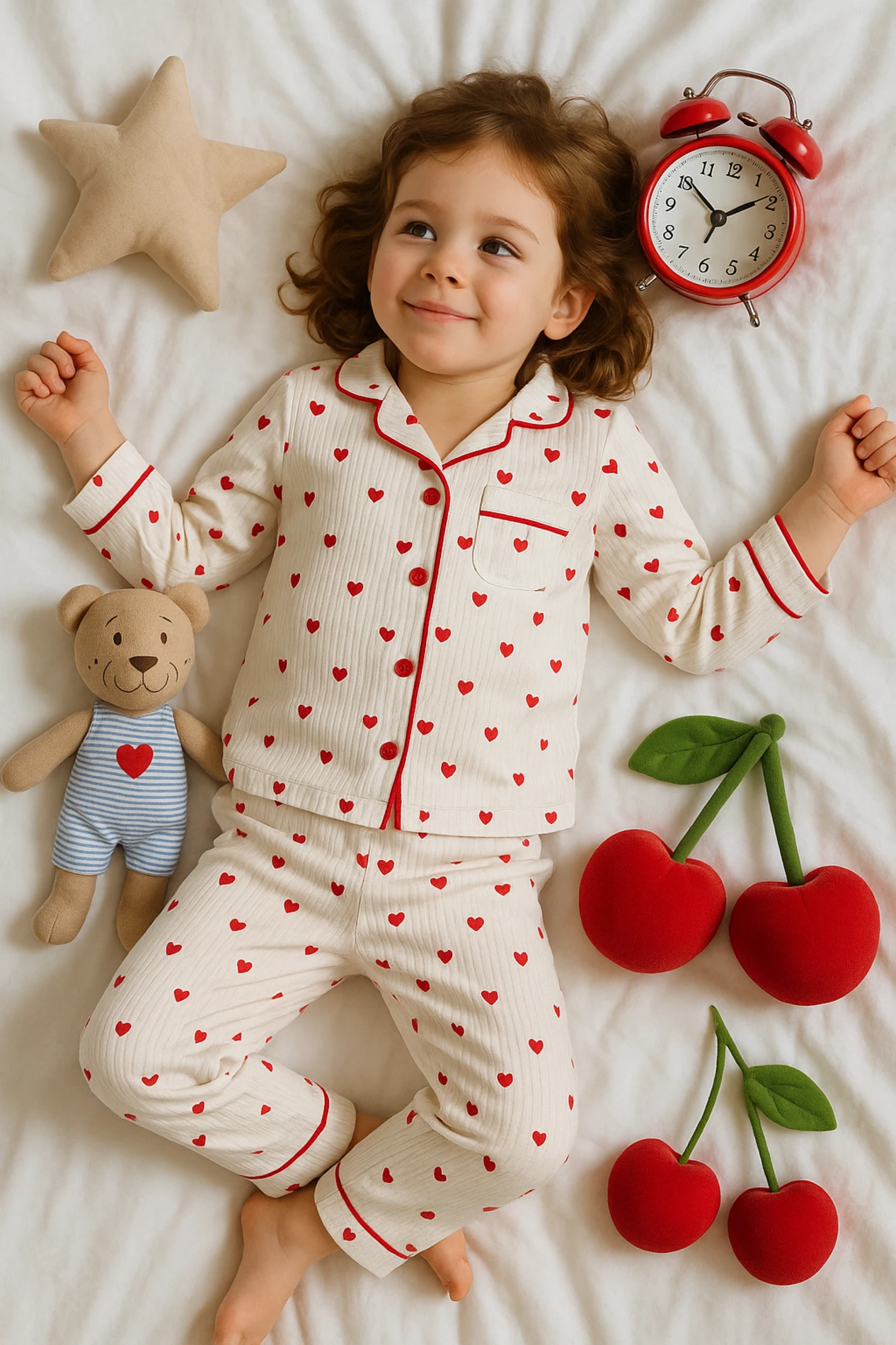Dolaş Büyük Yaş Minik Kalpler Baskılı 2’li Çocuk Pijama Takımı