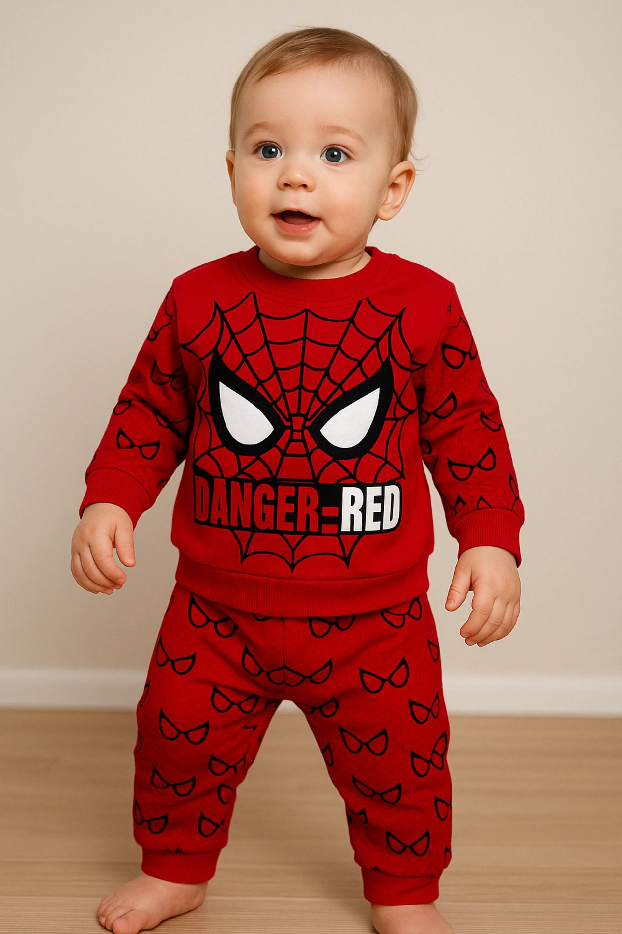 Süpermini Örümcek Adam Baskılı 2’li Bebek Pijama Takım - Kırmızı