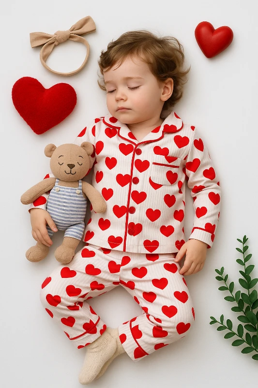 Dolaş Büyük Yaş Büyük Kalpler Baskılı 2’li Çocuk Pijama Takımı