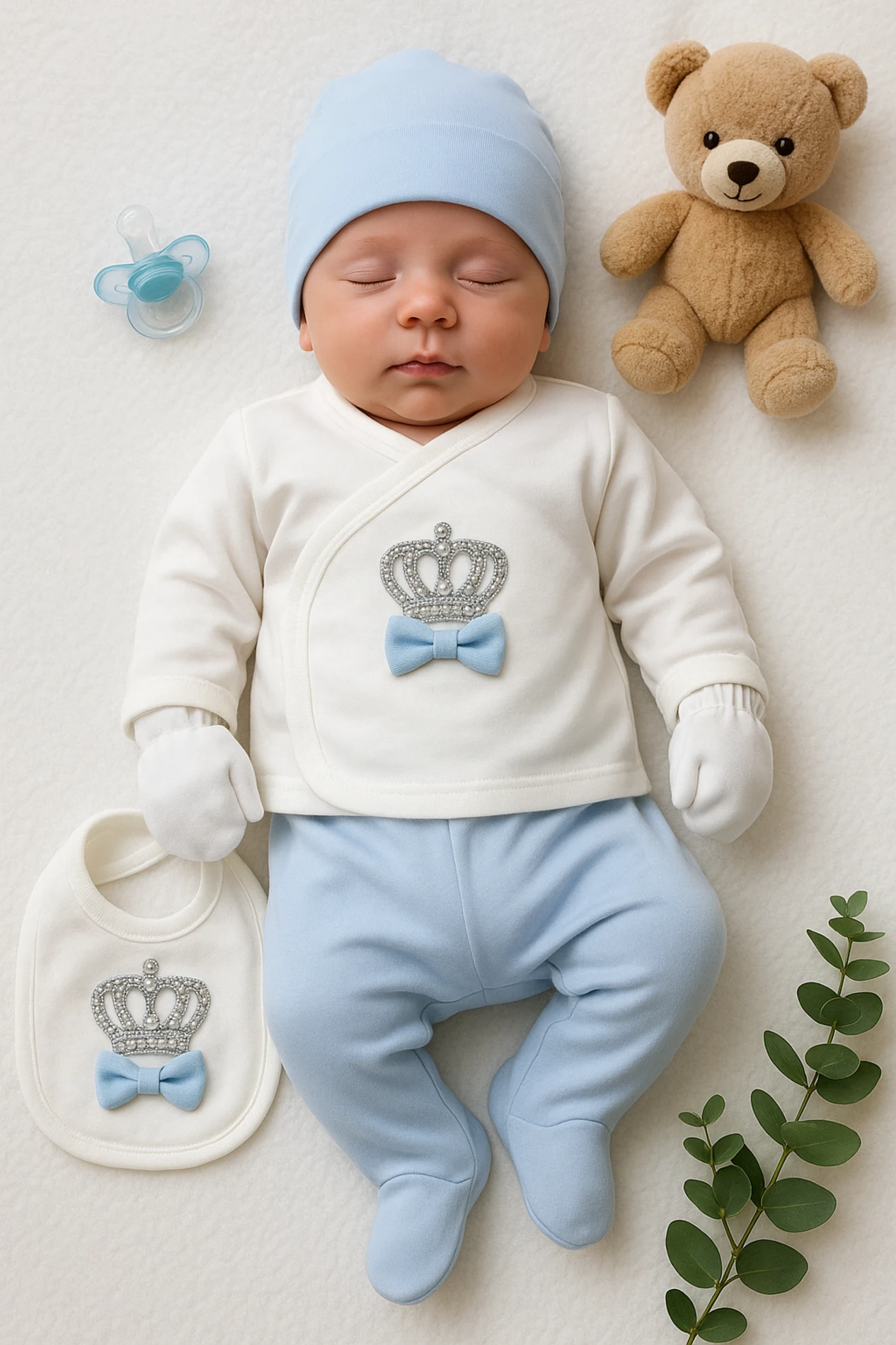 Baby Zuhu Prens ve Prenses Nakışlı 5’li Bebek Set
