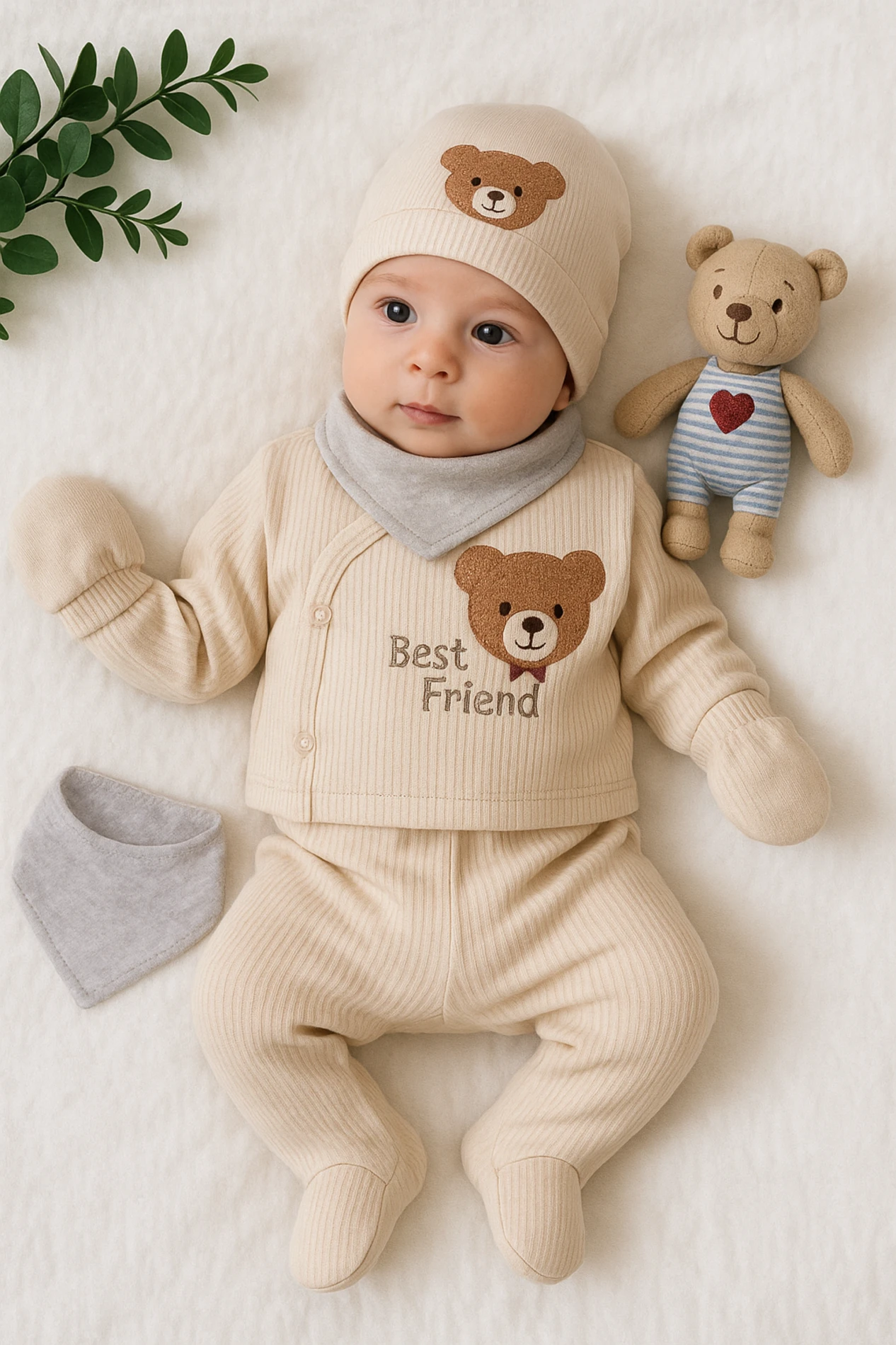 Babyim Best Friends Ayıcık Nakışlı 5’li Hastane Çıkışı Seti