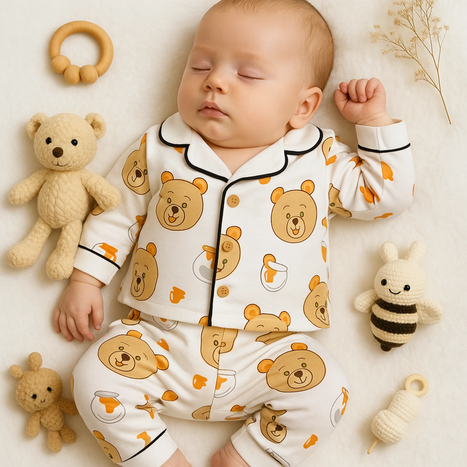Minilove Wini The Poh Baskılı 2’li Bebek Pijama Takım - Beyaz