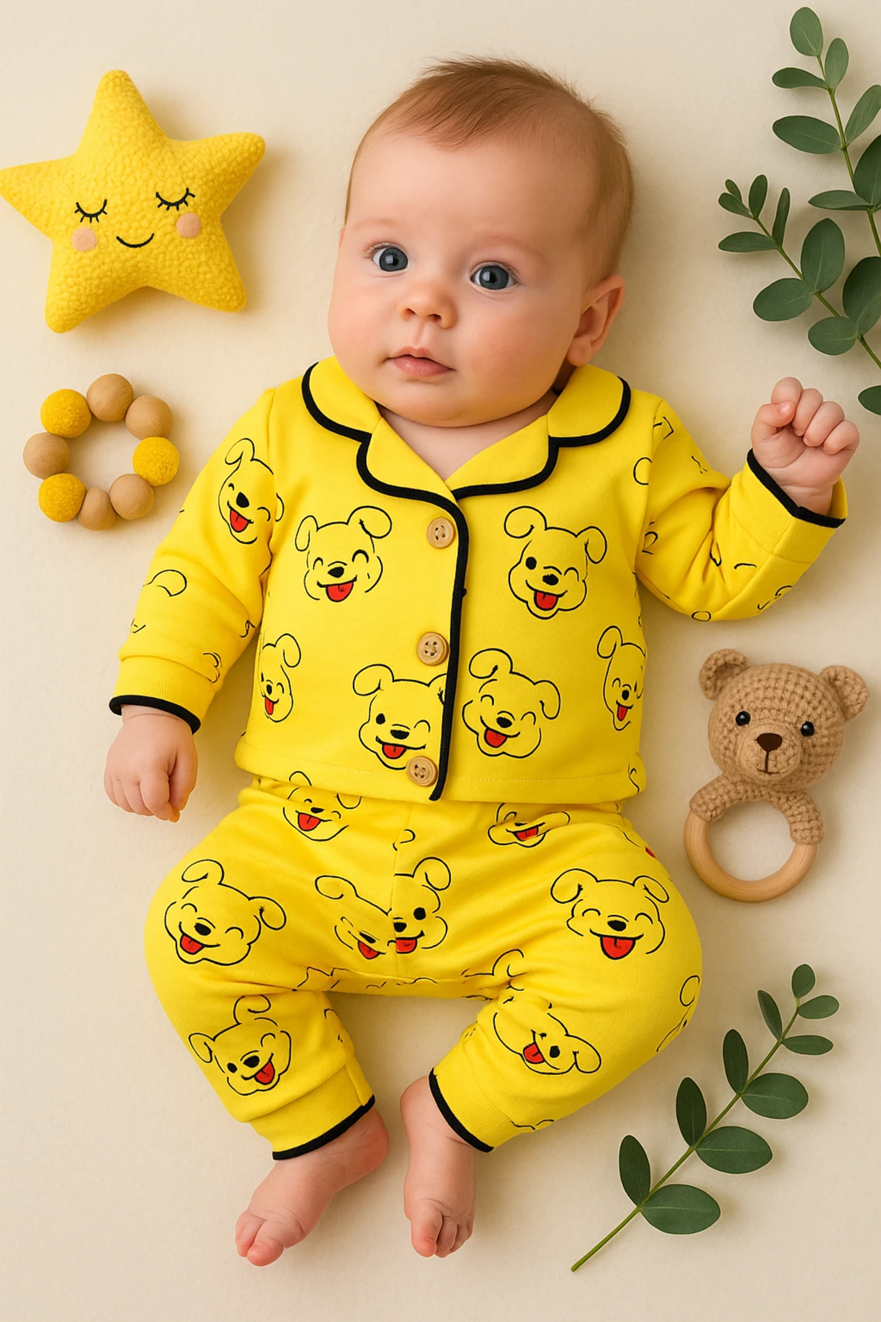 Minilove Wini The Poh Desenli 2’li Bebek Pijama Takım - Sarı