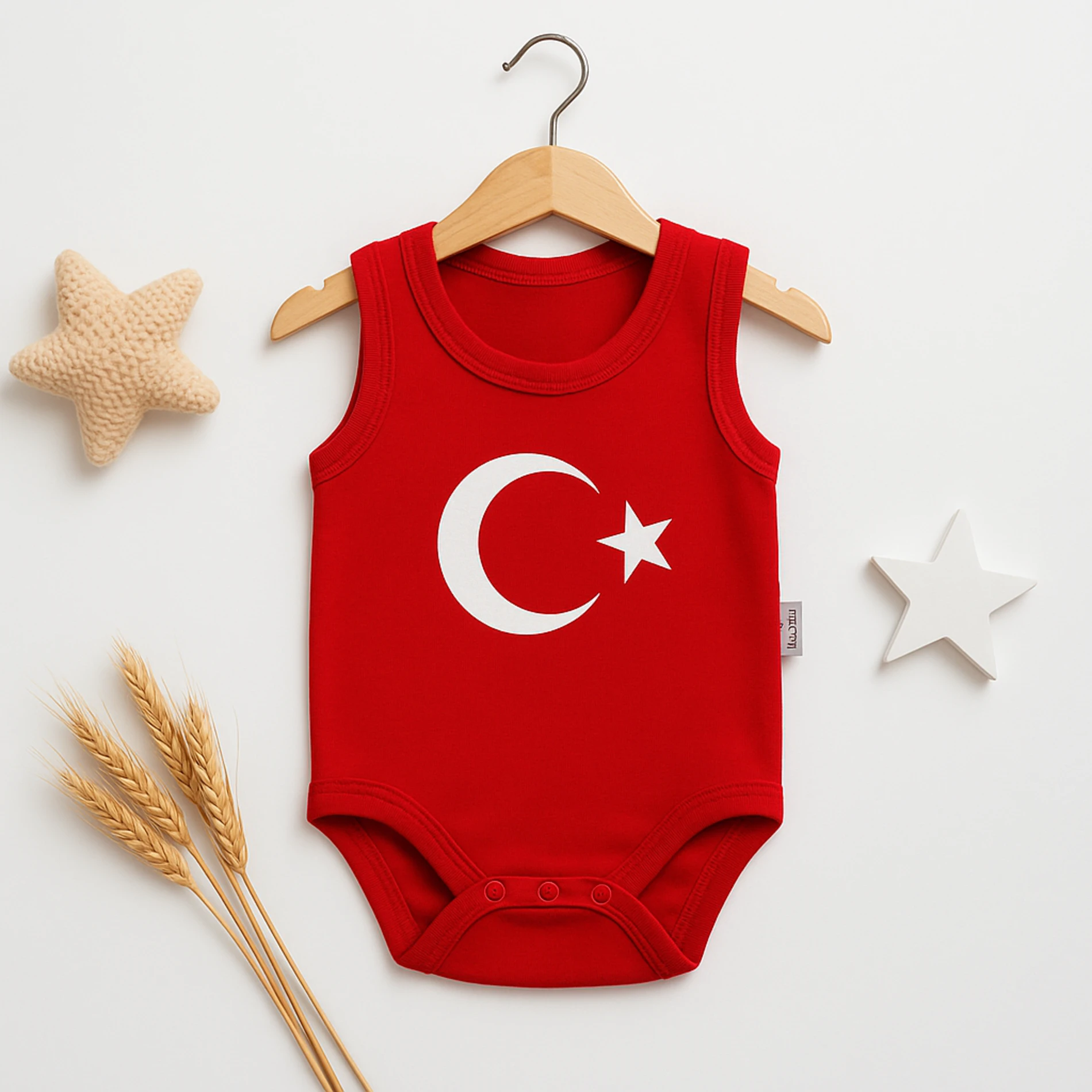 Yumiyum Türk Bayrağı Baskılı Çıtçıtlı Bebek Badi