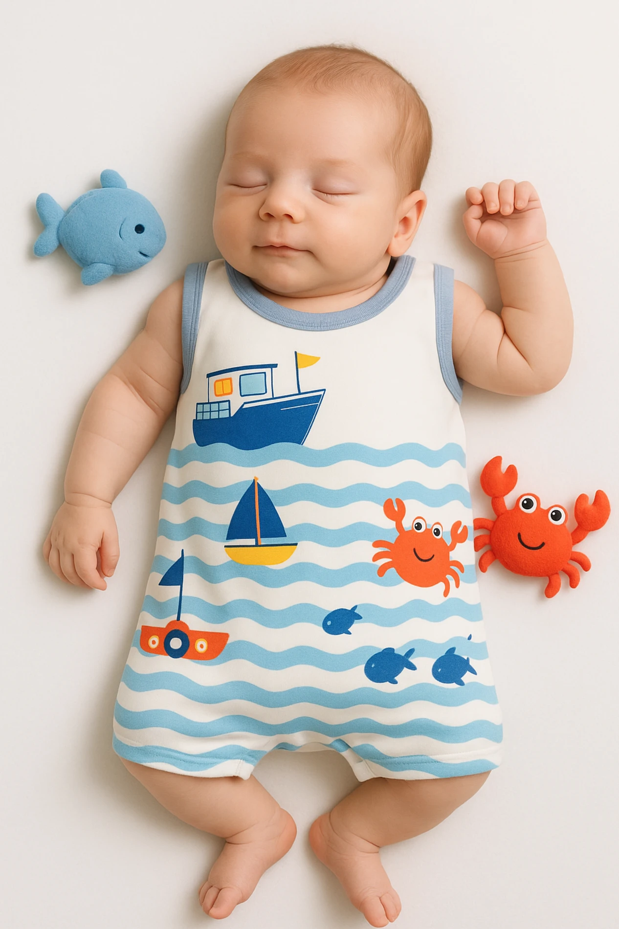 Baby mii Yazlık Okyanus Baskılı Bebek Tulum