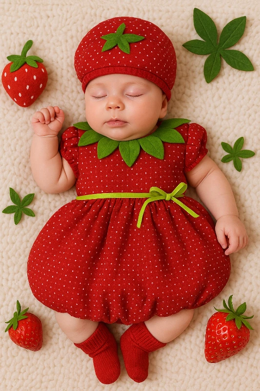 Baby Rico Yazlık Şapkalı Çilek Elbise