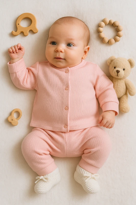 Babyselen Raporlu Kumaş 2’li Bebek Pijama Takım