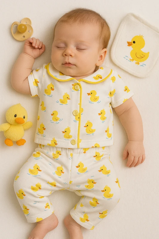 Minilove Yazlık Ördek Baskılı 2’li Bebek Pijama Takım