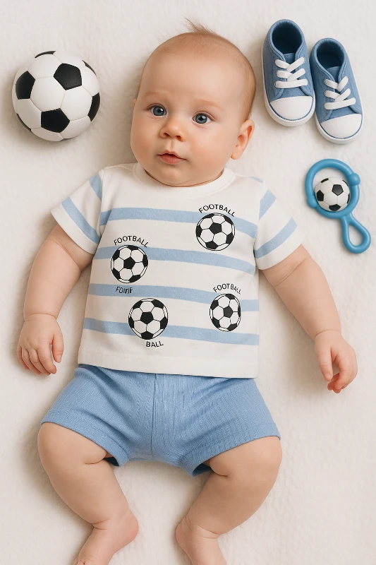 Yazlık Futbol Topu Baskılı 2’li Bebek Takım