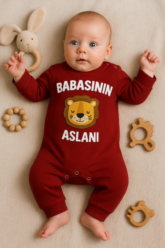 Babasının Aslanı Nakışlı Çıtçıtlı Bebek Tulum