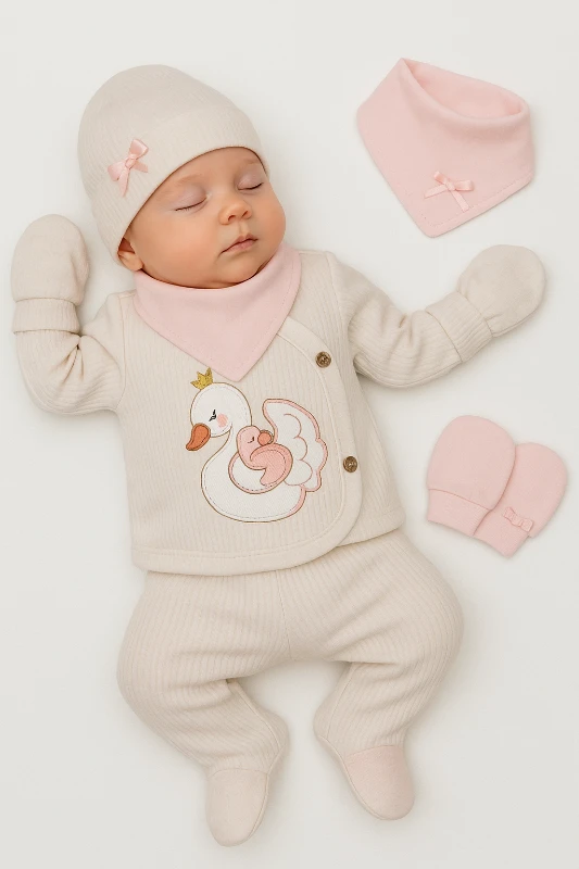 Babyim Kuğu Nakışlı 5 Parça Hastane Çıkışı Seti
