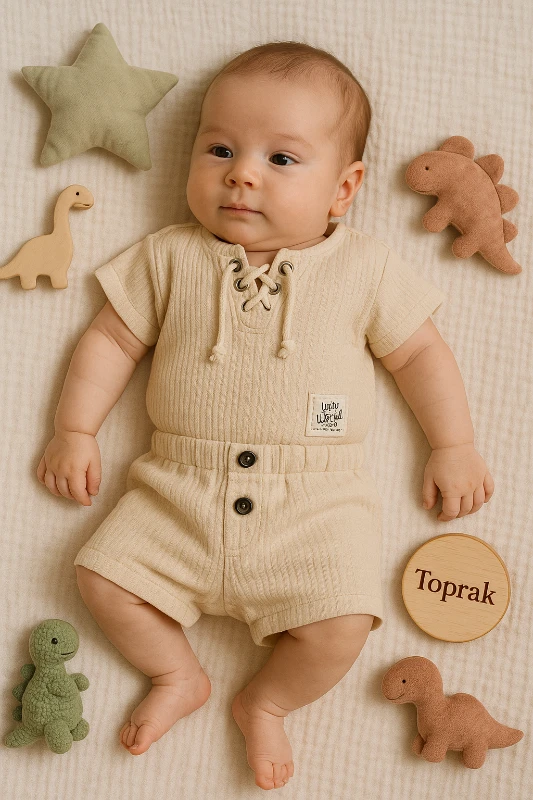 Babymilk Yazlık Halatlı Müslin Kumaş 2’li Bebek Takım