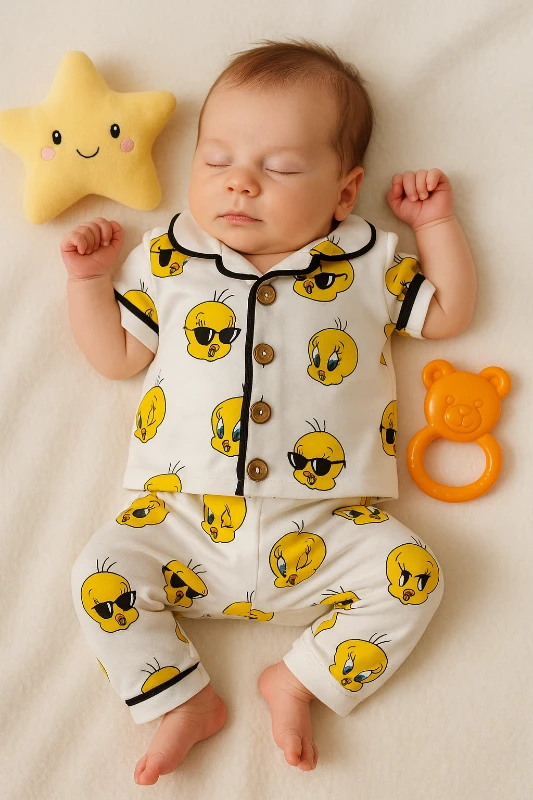Yazlık Tiviti Baskılı 2’li Bebek Pijama Takımı