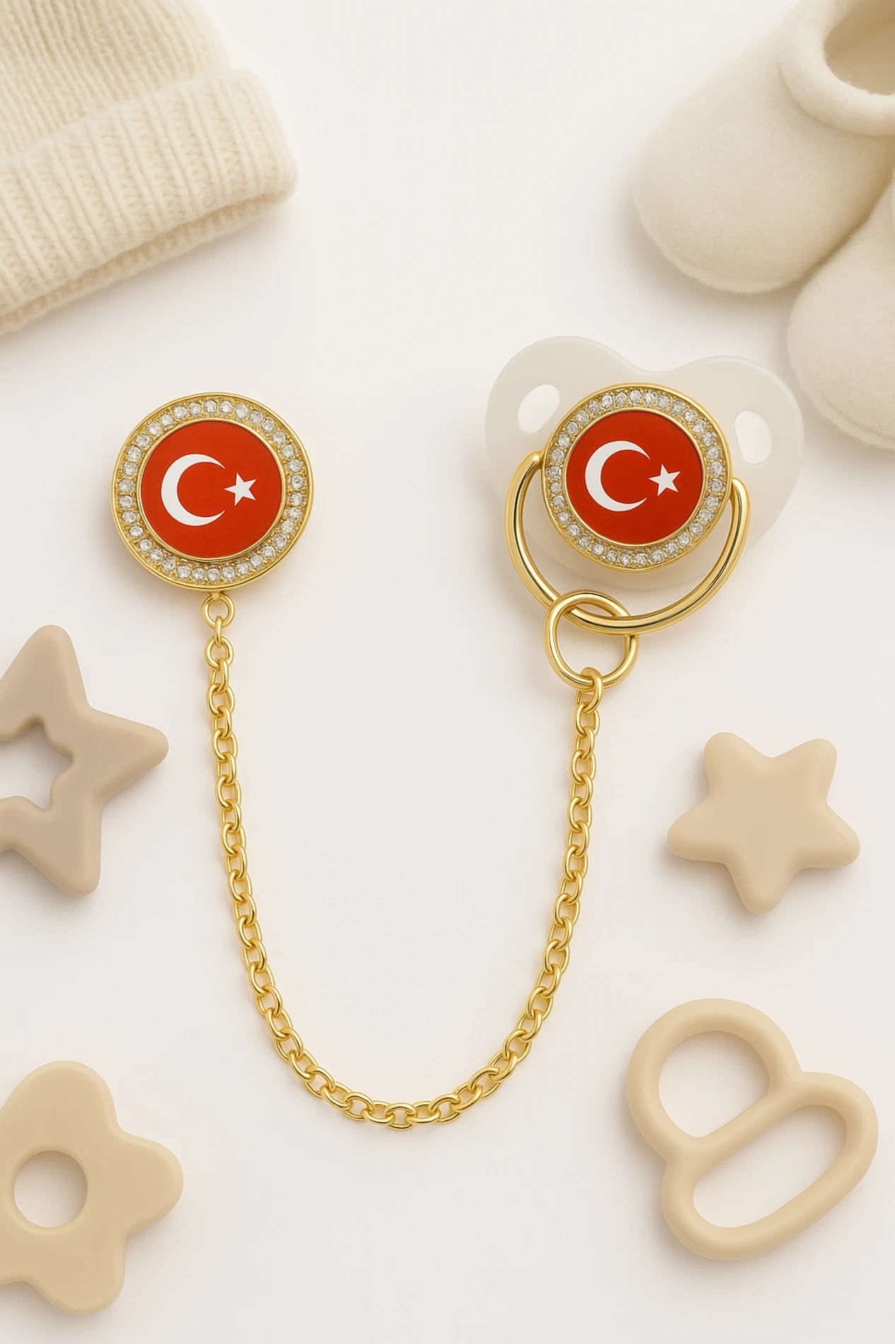 Taşlı Emzik Zinciri Emzik Tutacağı ve Emzik Set Model - 26
