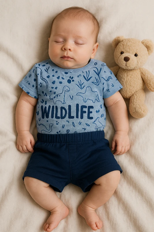 Yazlık Wildlife Baskılı 2’li Bebek Takım