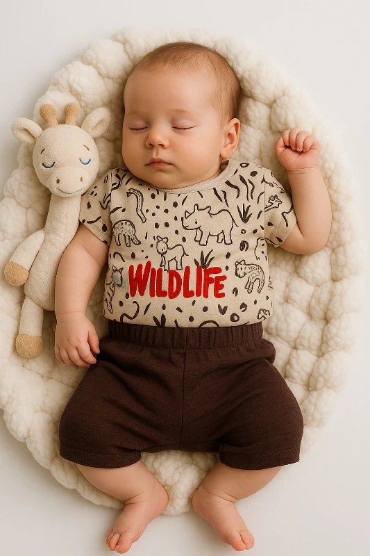 Yazlık Wildlife Baskılı 2’li Bebek Takım