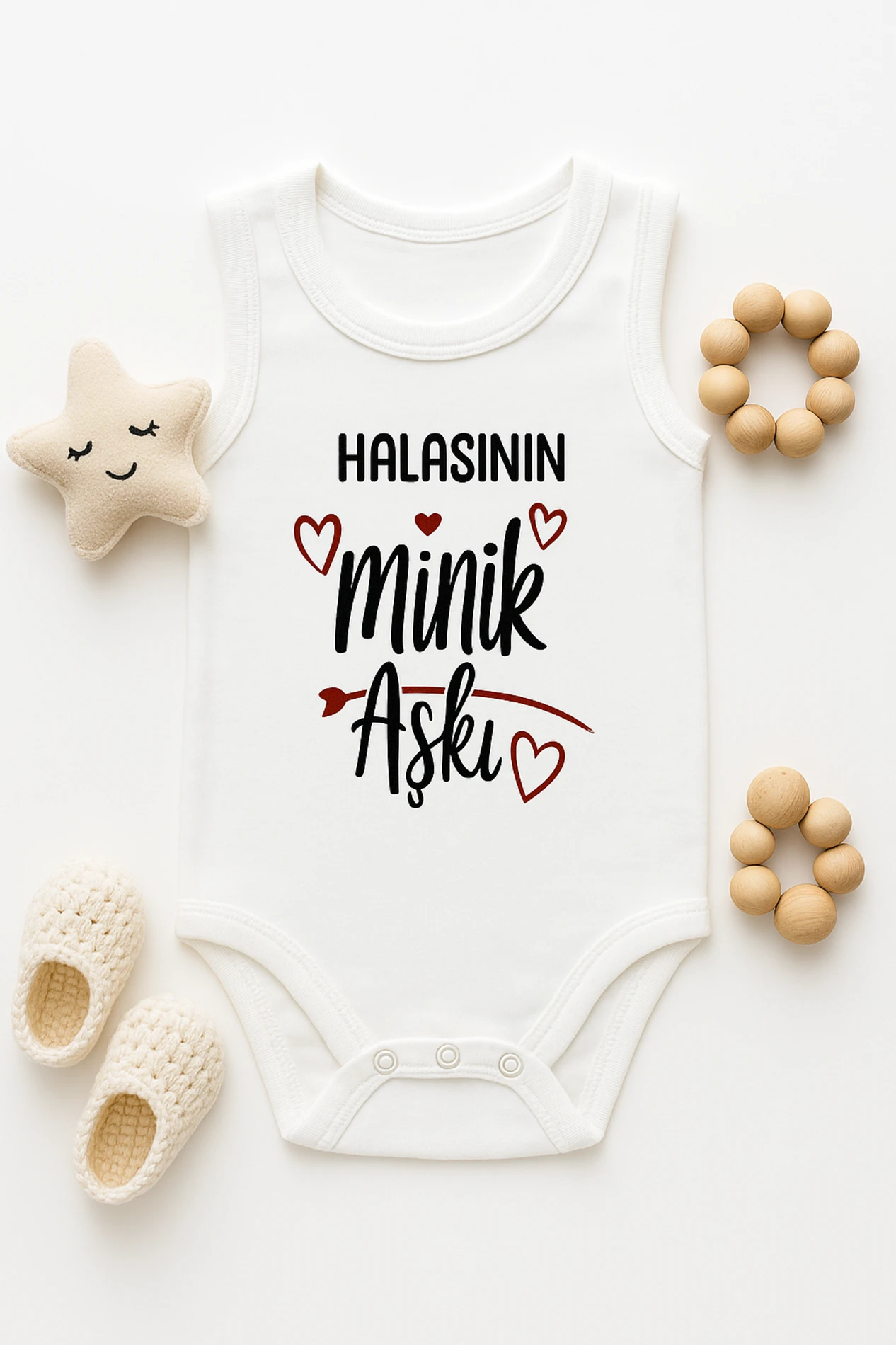 Askılı Halasının Minik Aşkı Baskılı Çıtçıtlı Bebek Badi