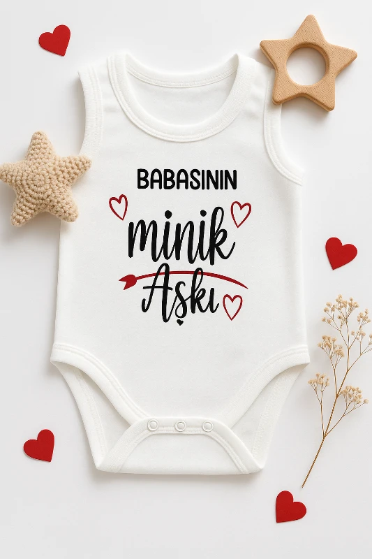 Askılı Babasının Minik Aşkı Baskılı Çıtçıtlı Bebek Badi