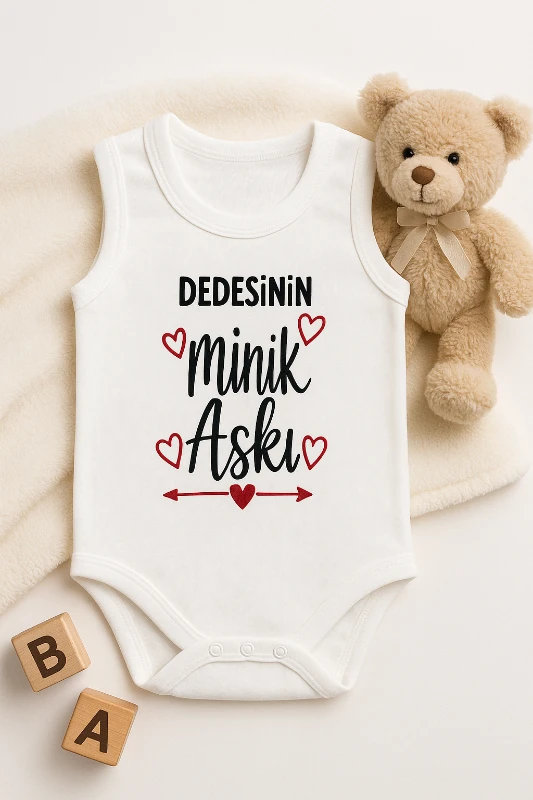Askılı Dedesinin Minik Aşkı Baskılı Çıtçıtlı Bebek Badi