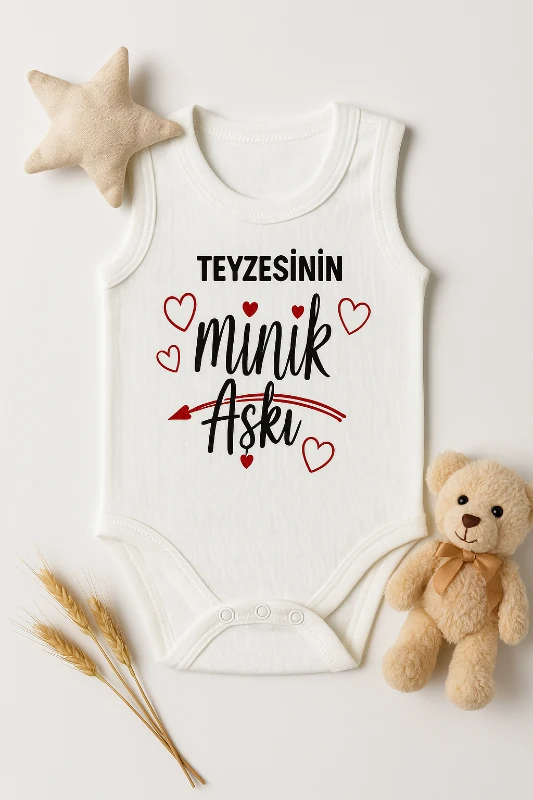 Askılı Teyzesinin Minik Aşkı Baskılı Çıtçıtlı Bebek Badi