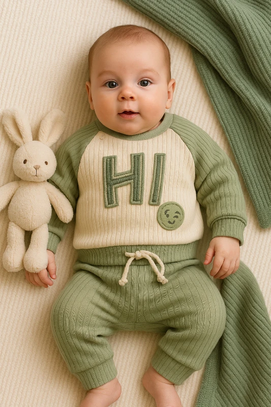 Baby Milk Hi Nakışlı Raporlu Kumaş 2’li Bebek Takım
