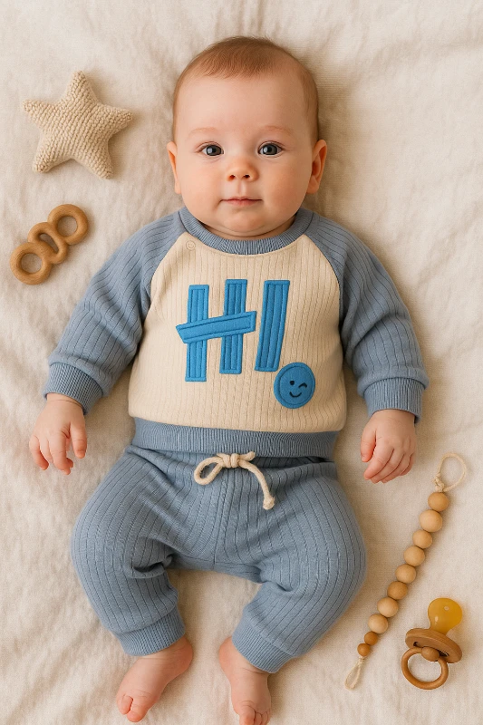 Baby Milk Hi Nakışlı Raporlu Kumaş 2’li Bebek Takım
