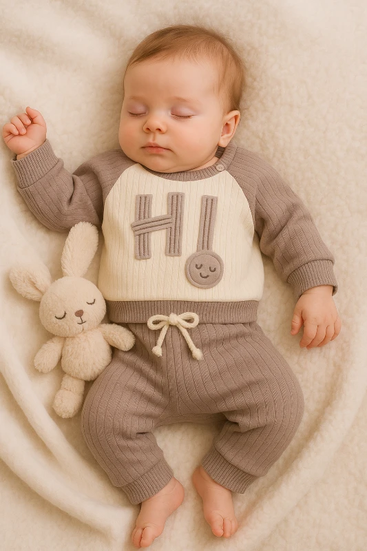 Baby Milk Hi Nakışlı Raporlu Kumaş 2’li Bebek Takım