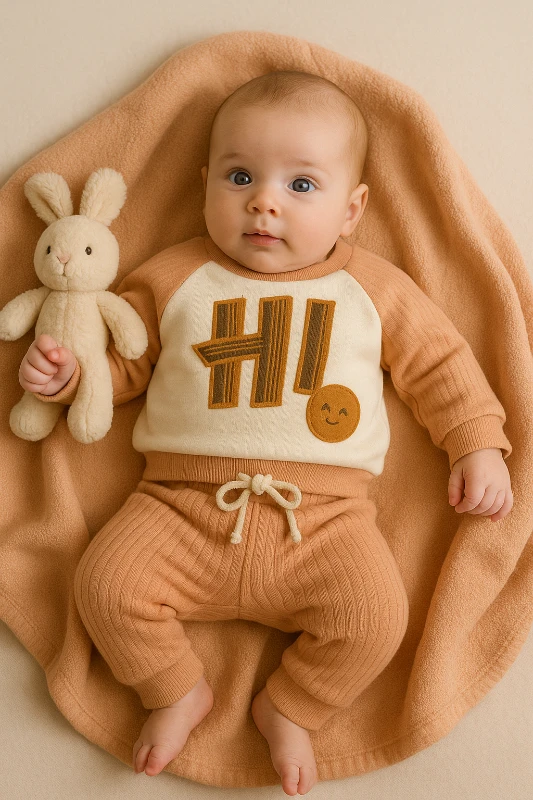 Baby Milk Hi Nakışlı Raporlu Kumaş 2’li Bebek Takım