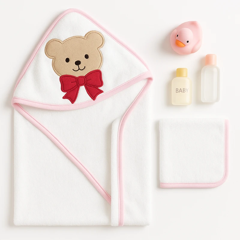 Ruken Baby Ayıcık Nakışlı Keseli Silgi Bebek Havlu