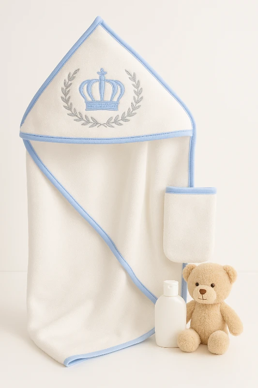 Ruken Baby Taç Nakışlı Keseli Silgi Havlu