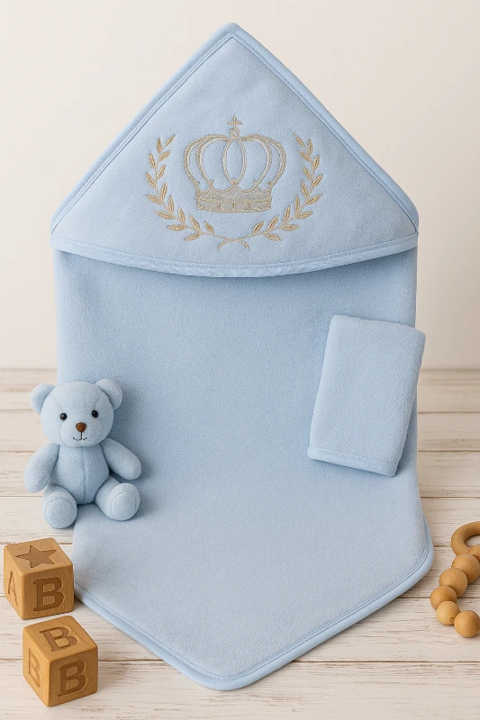 Ruken Baby Taç Nakışlı Keseli Silgi Havlu