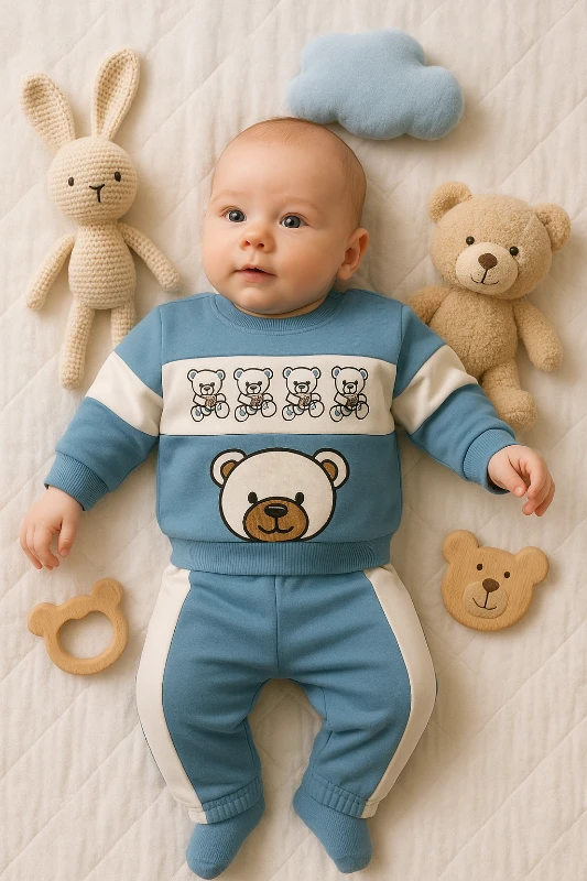 4 Ayıcık Baskılı 2’li Bebek Takım