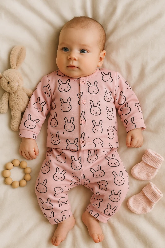 Tavşanlar Baskılı 2’li Bebek Pijama Takım