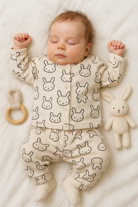 Tavşanlar Baskılı 2’li Bebek Pijama Takım