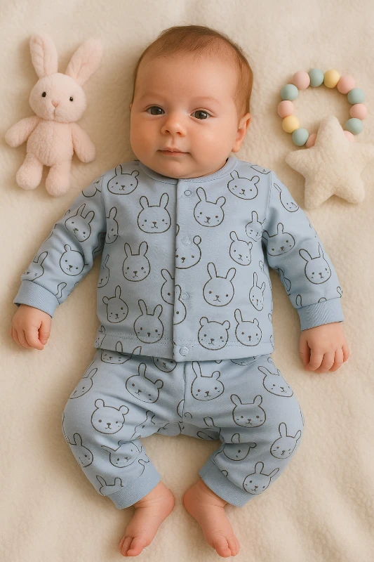 Tavşanlar Baskılı 2’li Bebek Pijama Takım