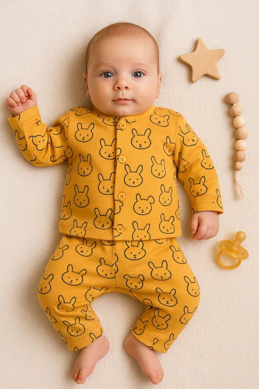 Tavşanlar Baskılı 2’li Bebek Pijama Takım
