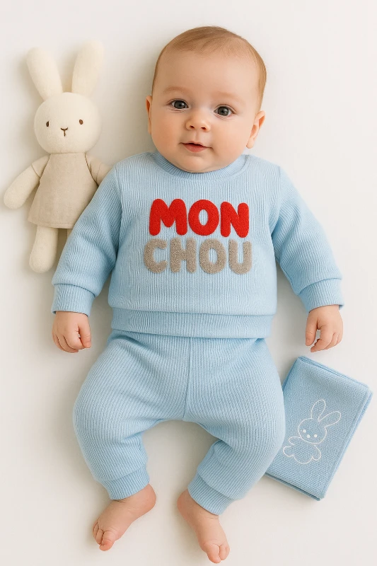 Benzer Mon Chou Nakışlı Raporlu Kumaş 2’li Bebek Takım