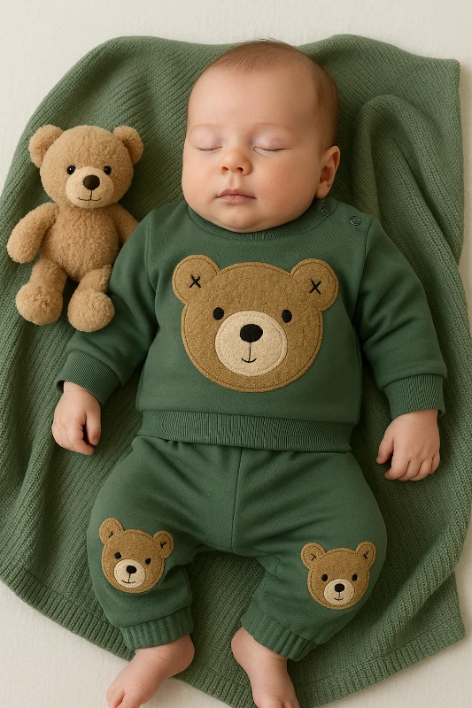 Çıtır Süzene Ayıcık Nakışlı 2’li Bebek Takım
