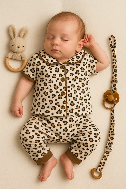 Minilove Yazlık Leopar Baskılı 2’li Bebek Pijama Takım